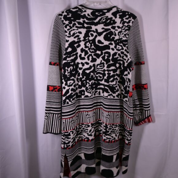 Chico’s Womens Medium Mixed Pattern Natasha Cardigan Sweater Long Open Front - Picture 2 of 6